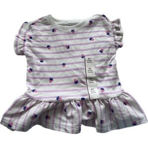 Cat & Jack Toddler Girls 3T Short Sleeve Short Striped, Strawberries
